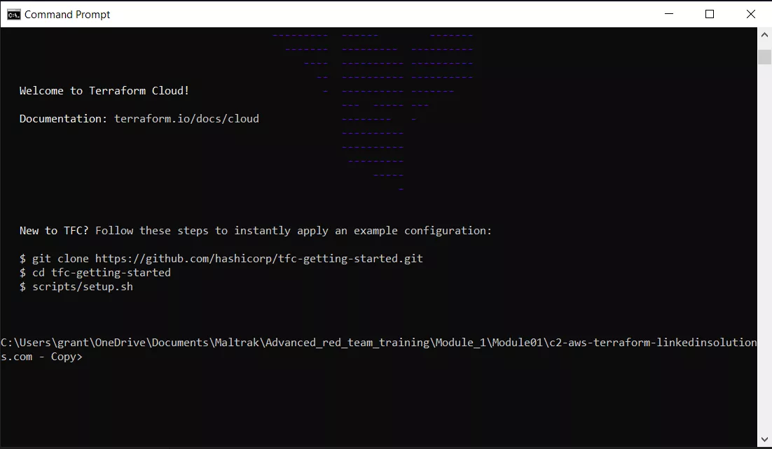 Snapshot of terraform login_2 command
                                                        being run from the command line