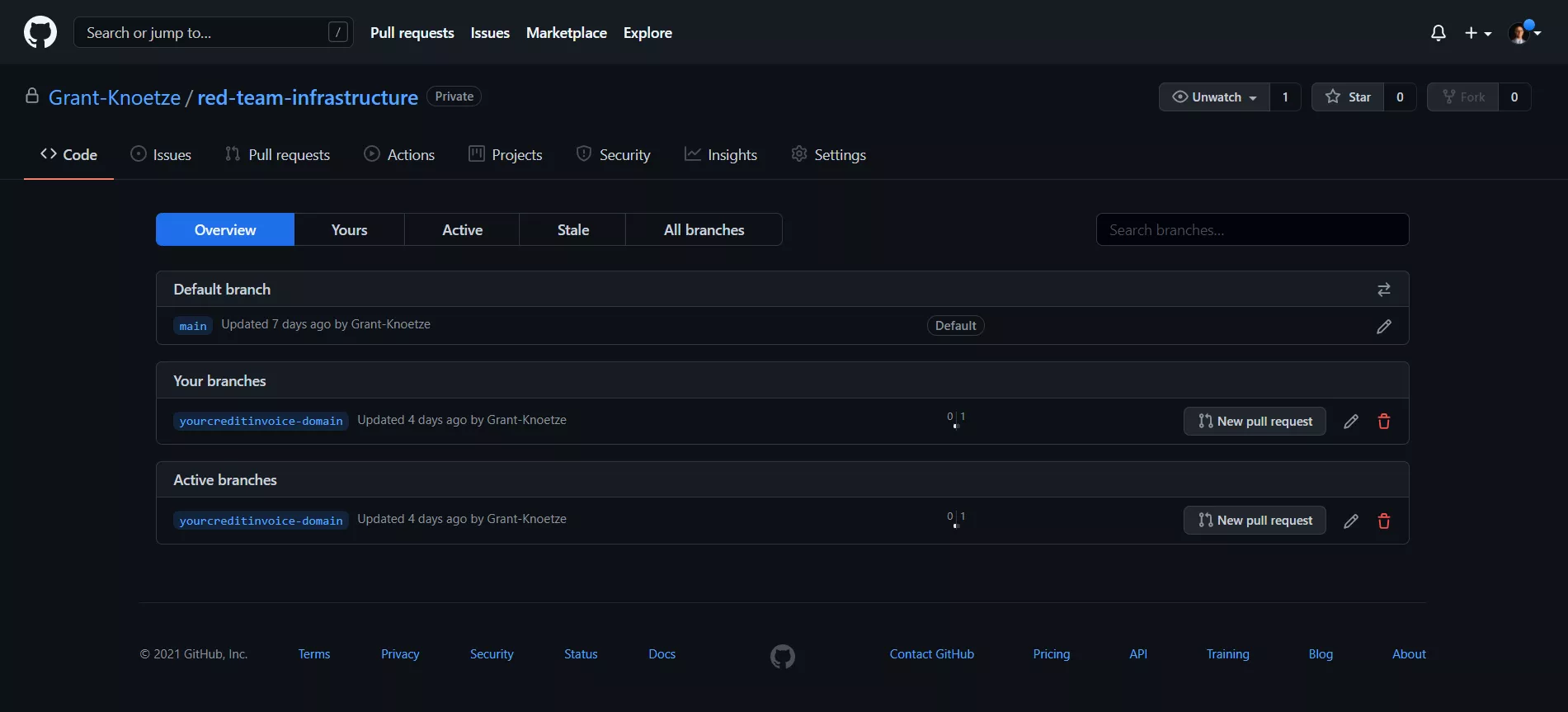 Snapshot of GitHub repo